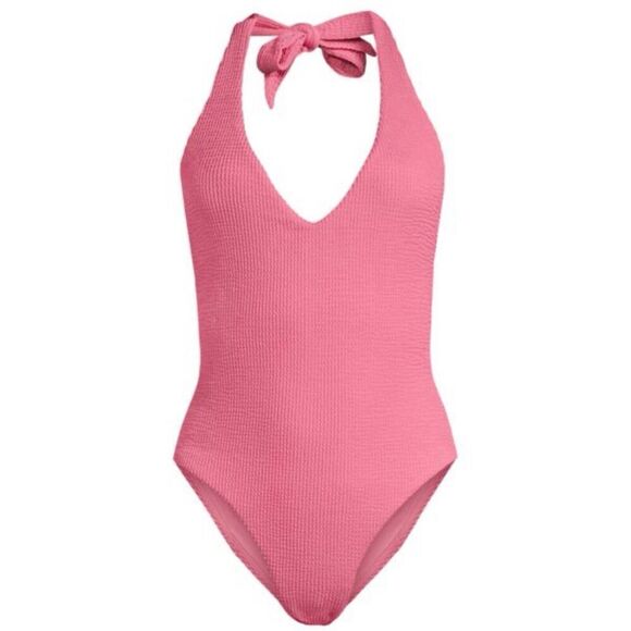 Veronica Beard Pink Salis One Piece Halter Swimsuit Size S Textured - Picture 3 of 14
